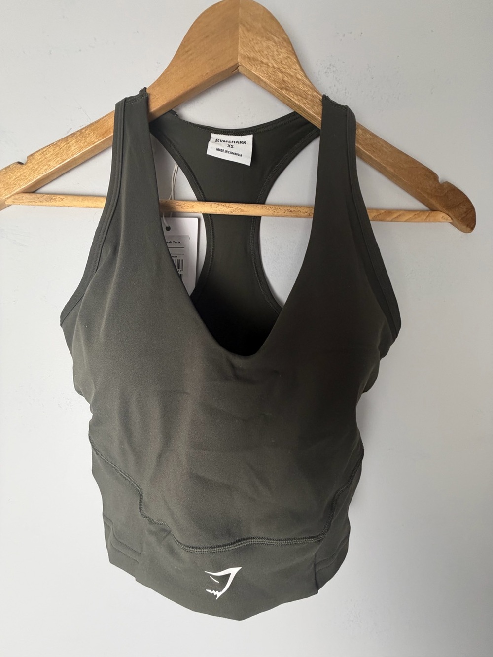 Gymshark Olive Green Racerback V-Neck Crop Tank